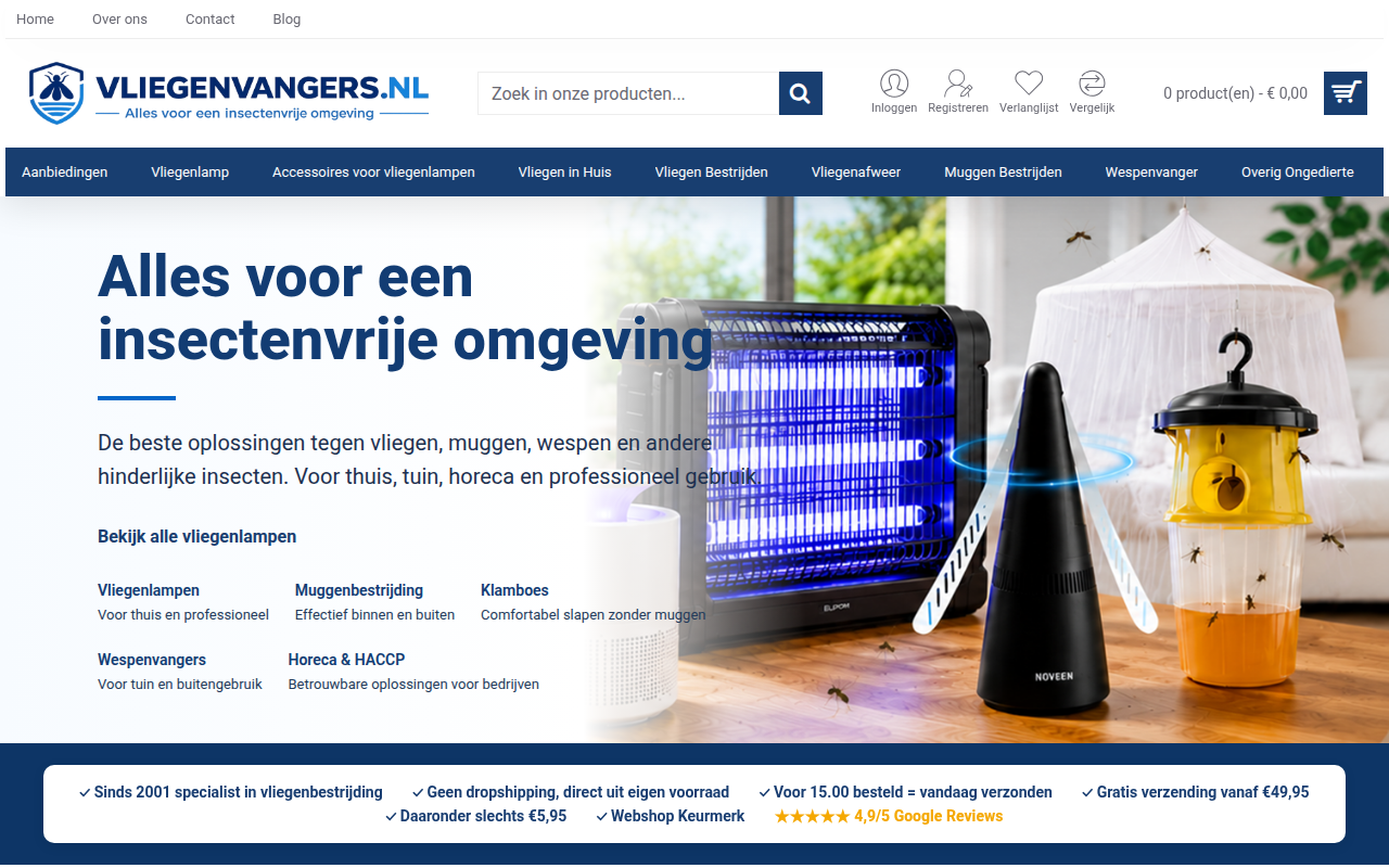 Screenshot van vliegenvangers.nl