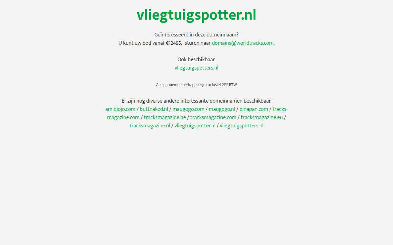 Screenshot van vliegtuigspotter.nl