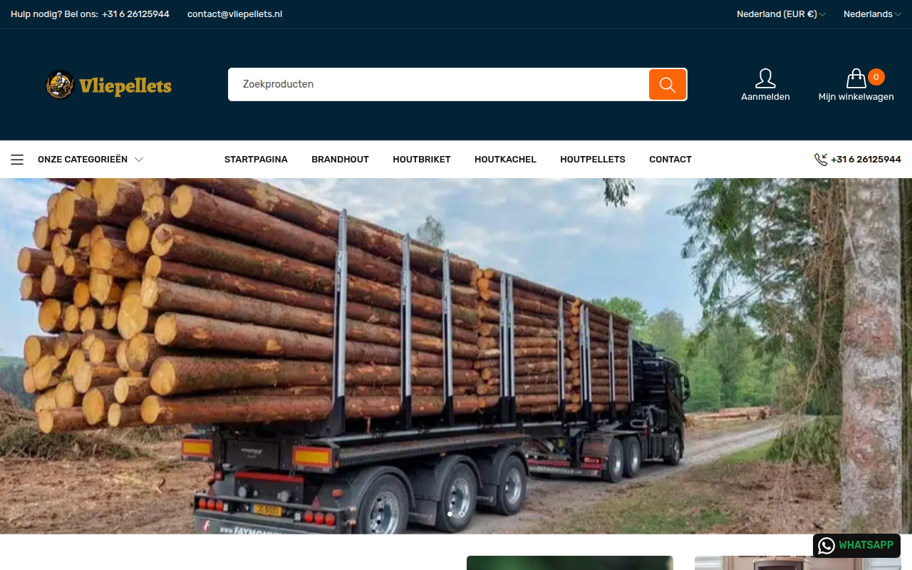 Screenshot van vliepellets.nl