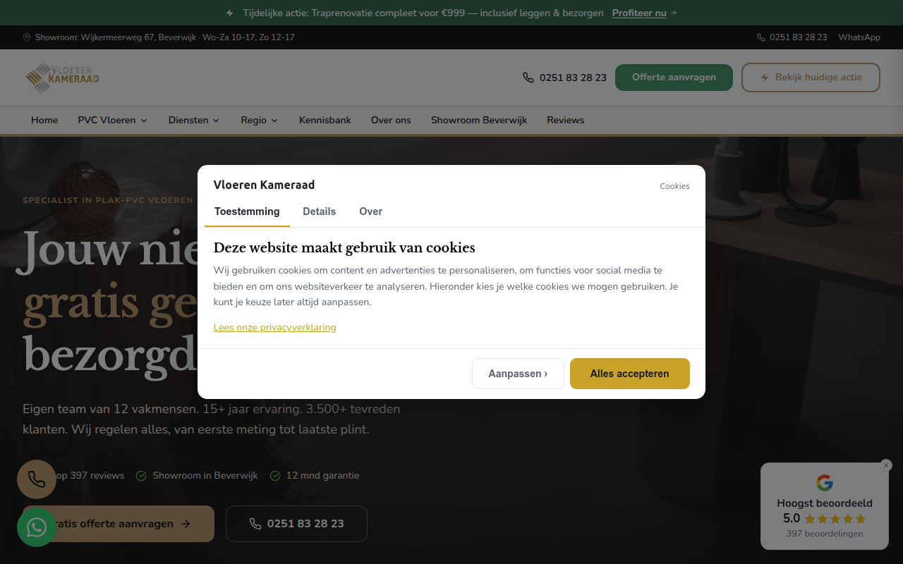 Screenshot van vloerenkameraad.nl