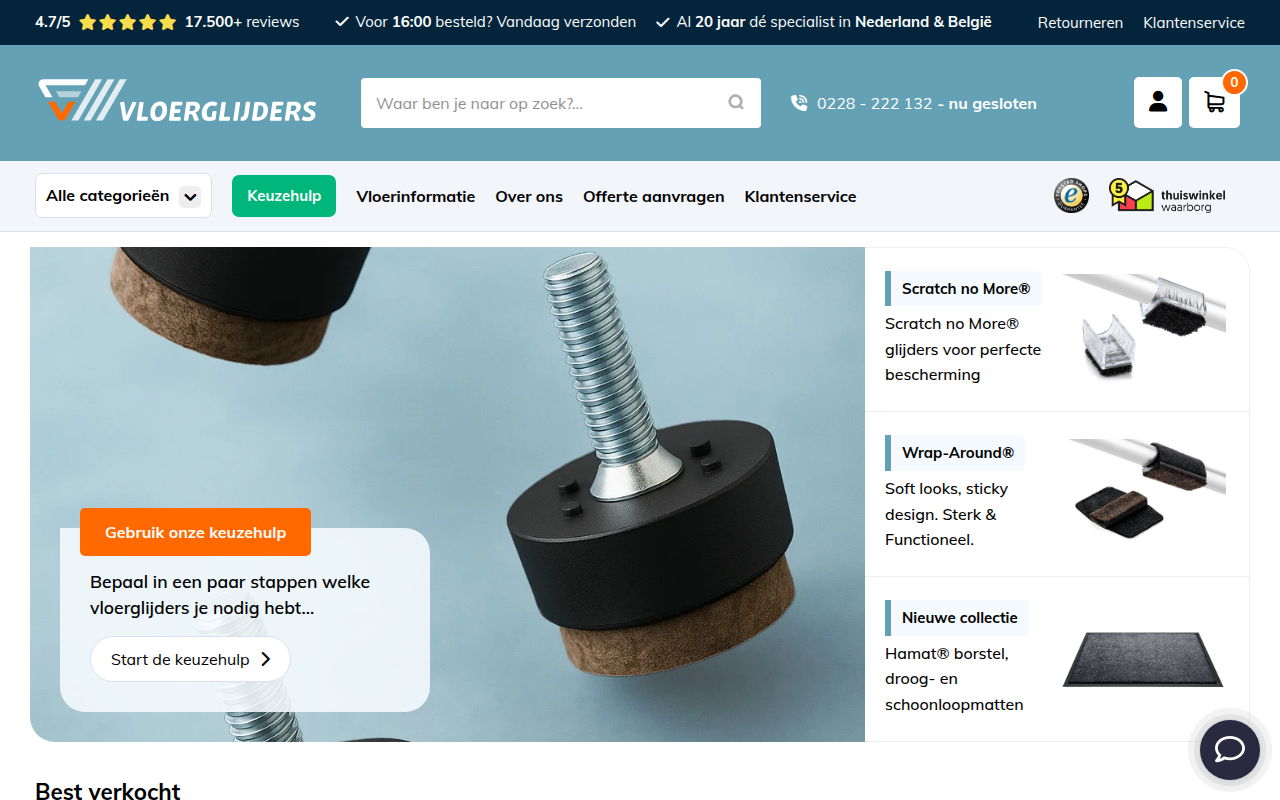 Screenshot van vloerglijders.nl