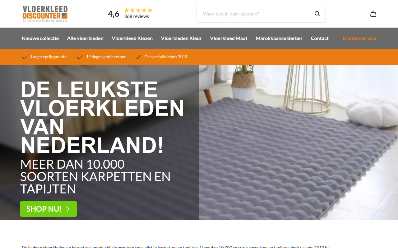 Screenshot van vloerkleeddiscounter.nl