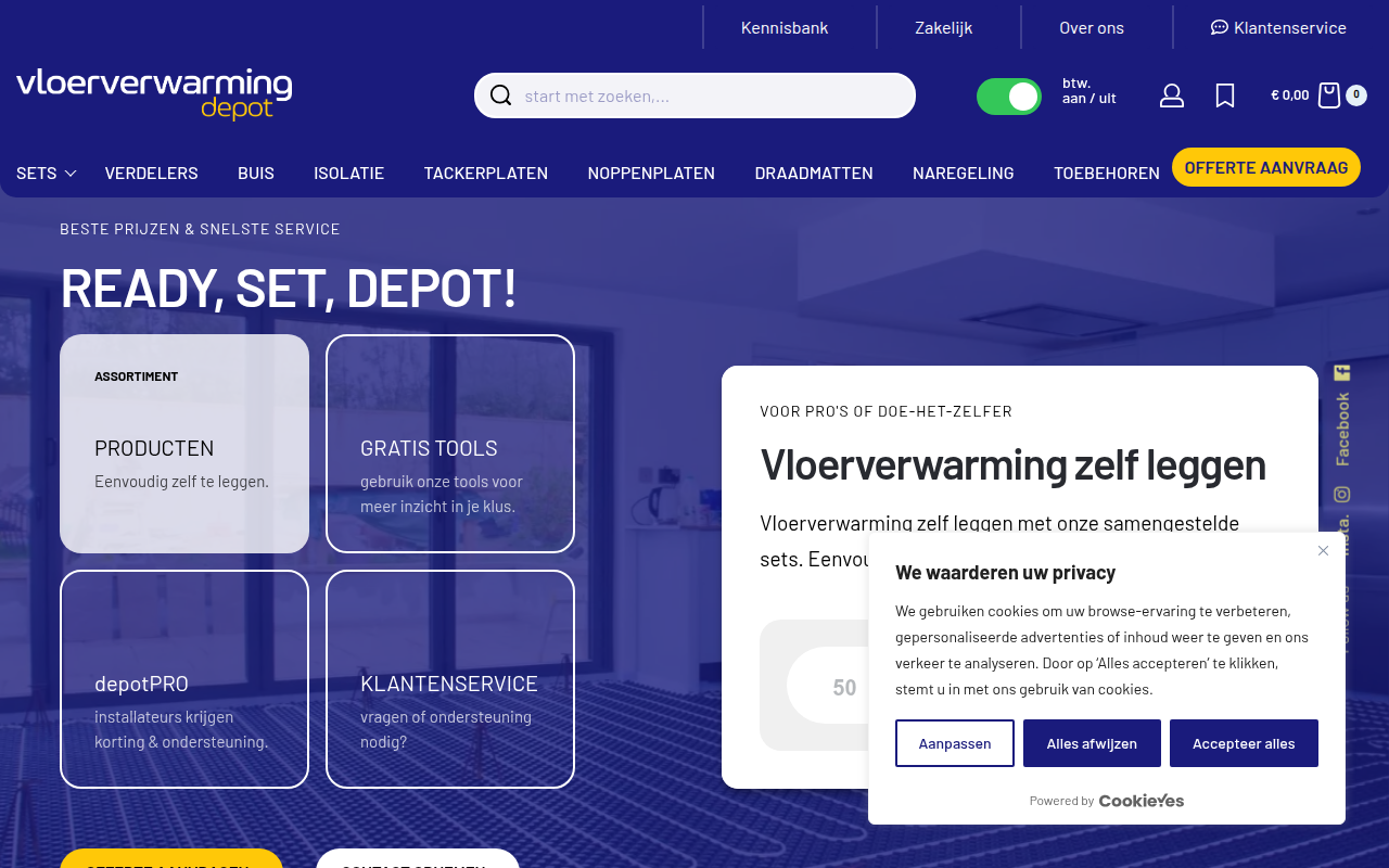 Screenshot van vloerverwarmingdepot.nl