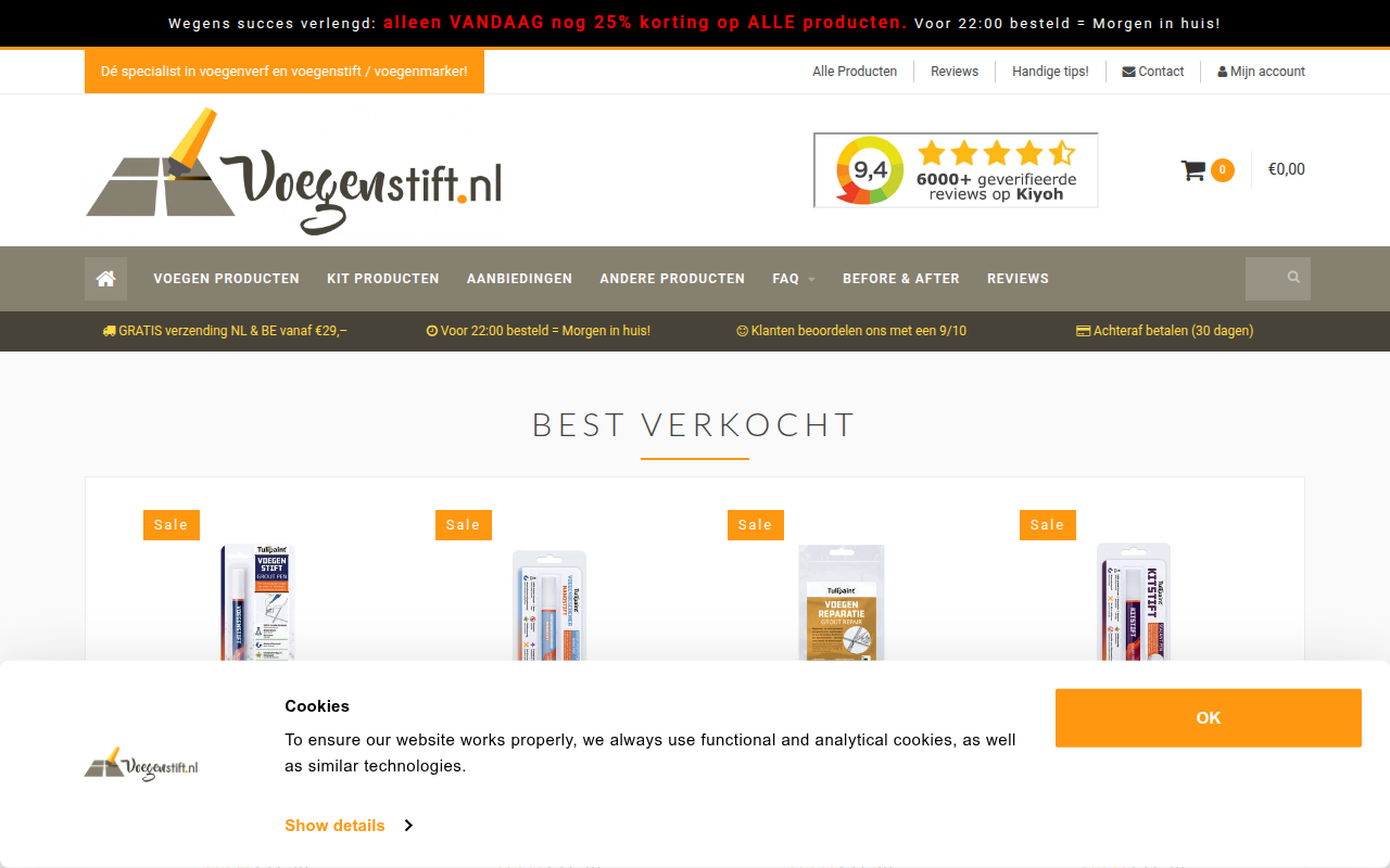 Screenshot van voegenstift.nl