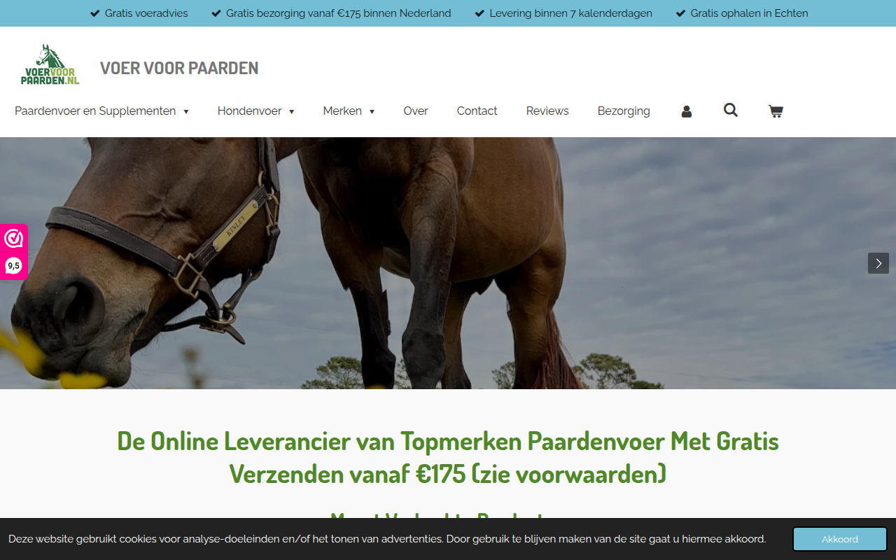 Screenshot van voervoorpaarden.nl