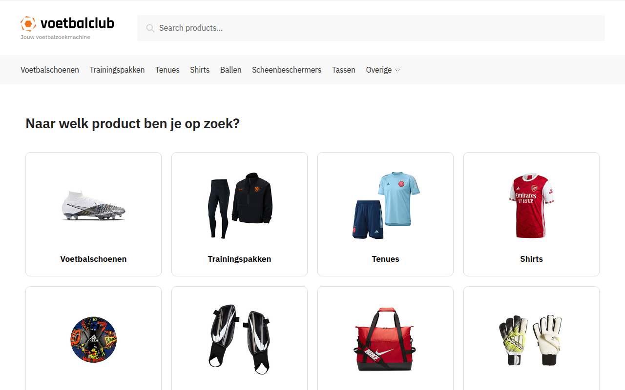 Screenshot van voetbalclub.nl