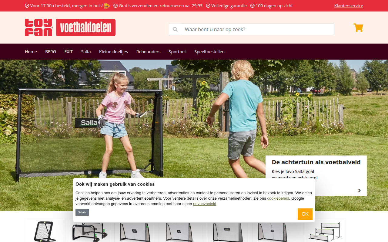 Screenshot van voetbalgoalshop.be
