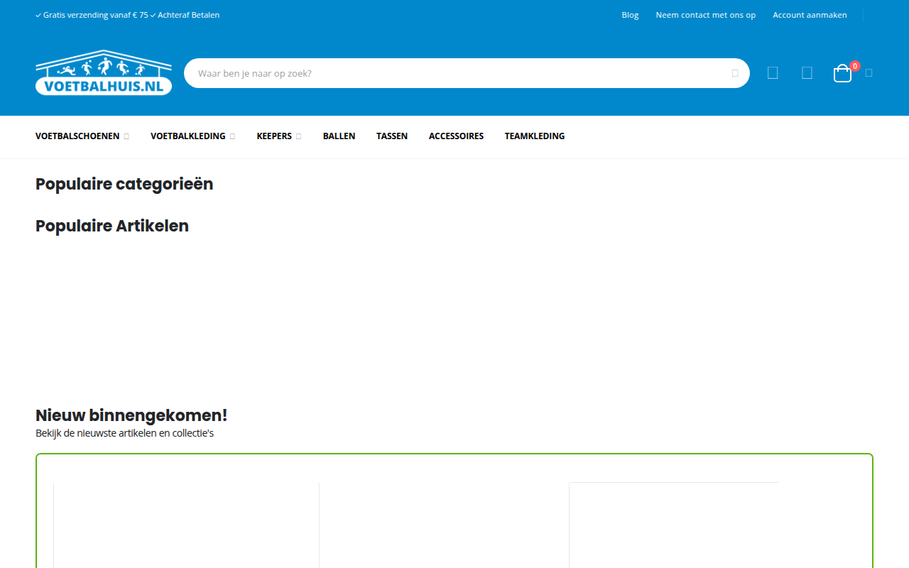 Screenshot van voetbalhuis.nl