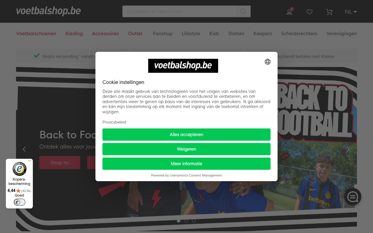 Screenshot van voetbalshop.be