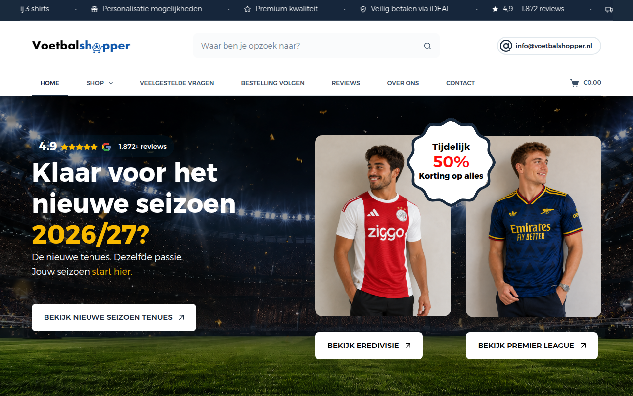 Screenshot van voetbalshopper.nl