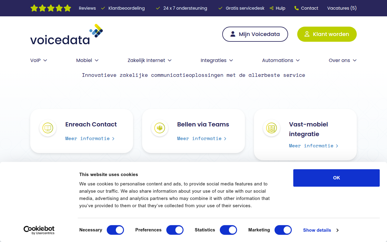 Screenshot van Voicedata