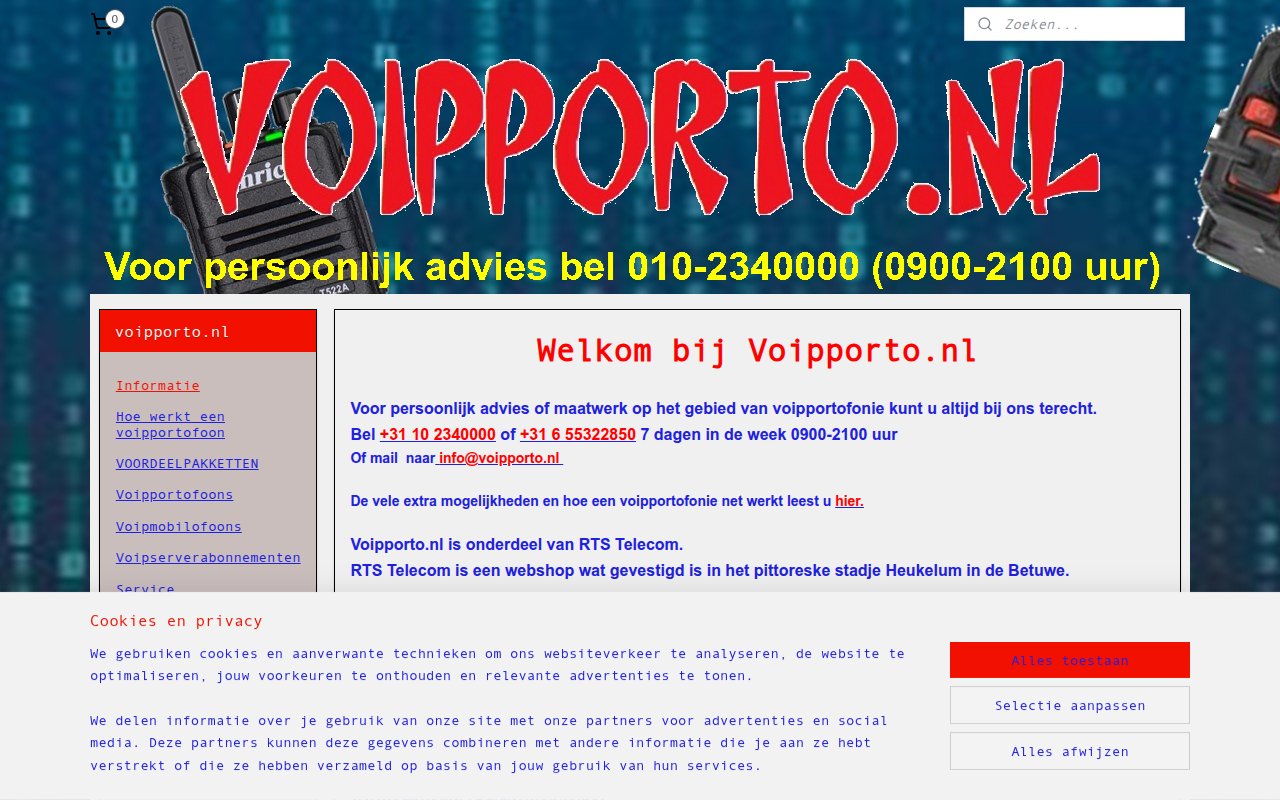 Screenshot van voipporto.nl