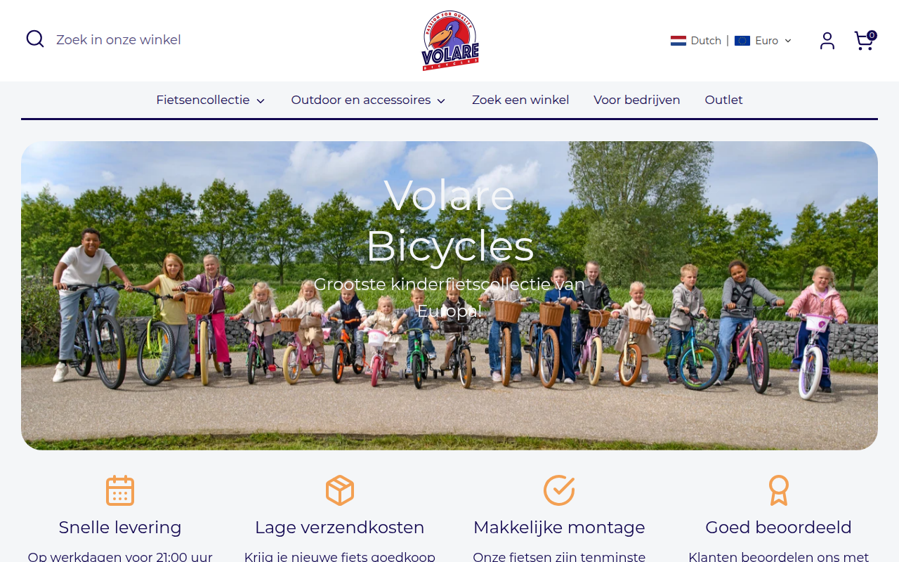 Screenshot van volare-kinderfietsen.nl