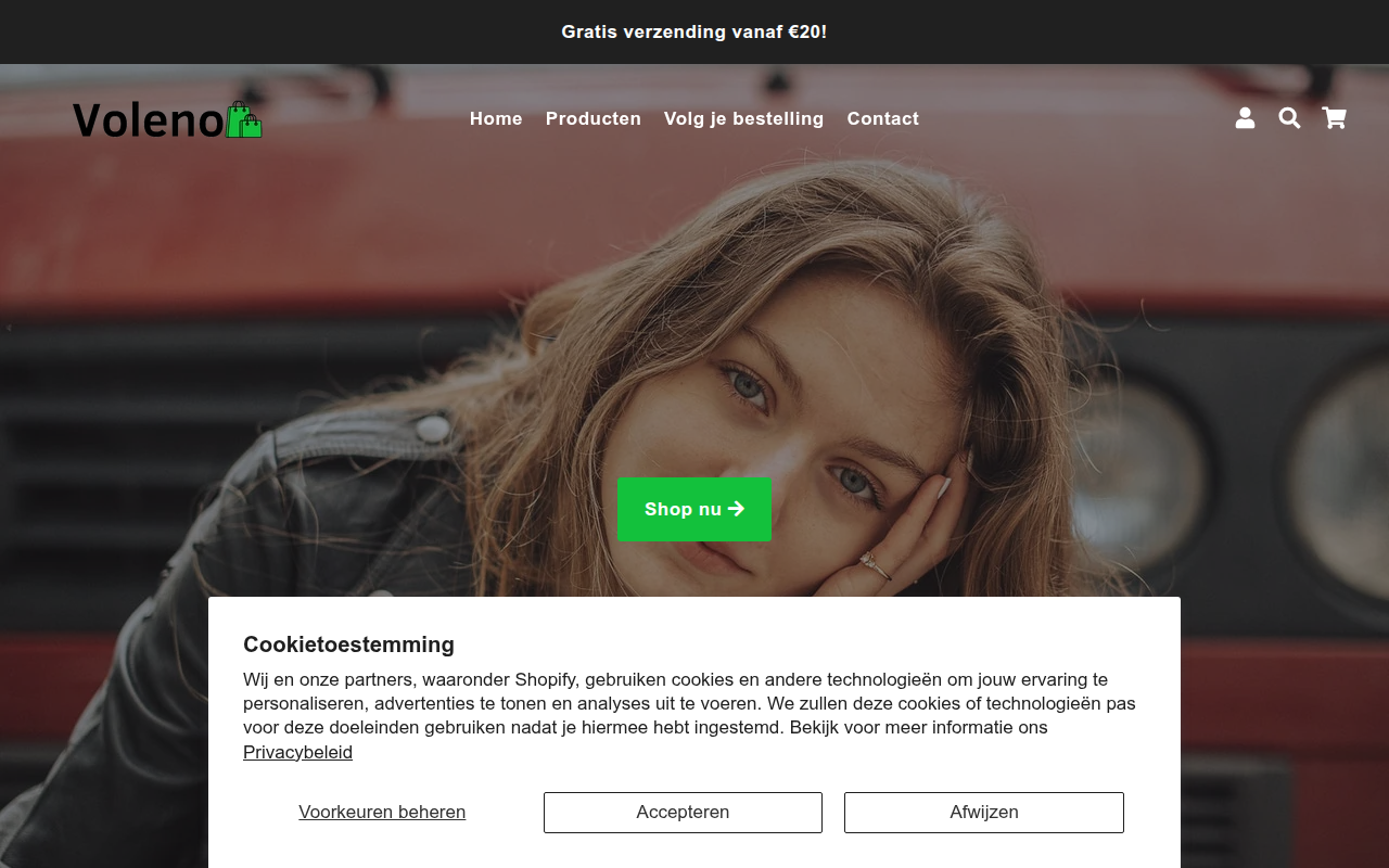 Screenshot van voleno.nl