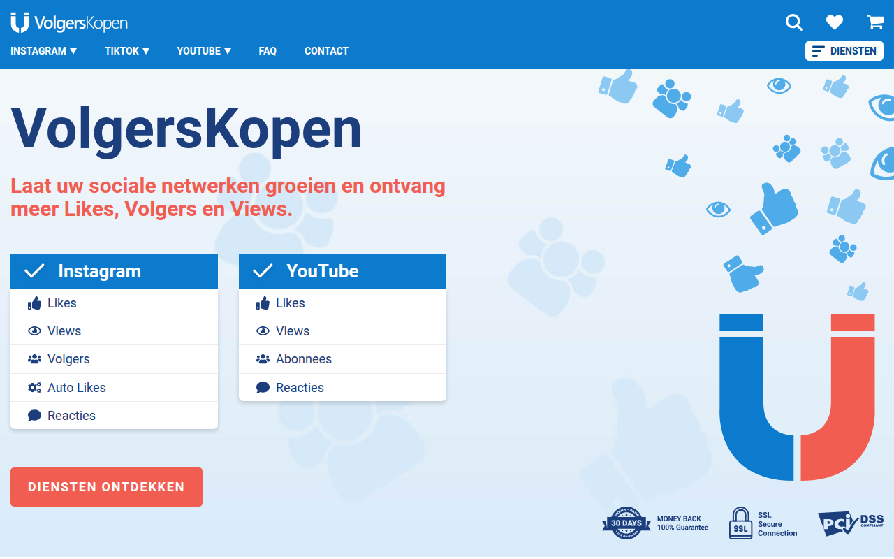 Screenshot van volgers-kopen.com