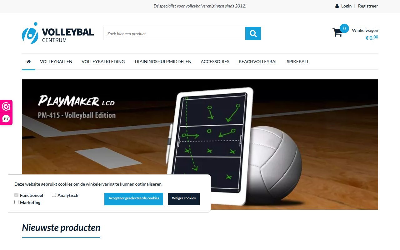 Screenshot van volleybalcentrum.nl