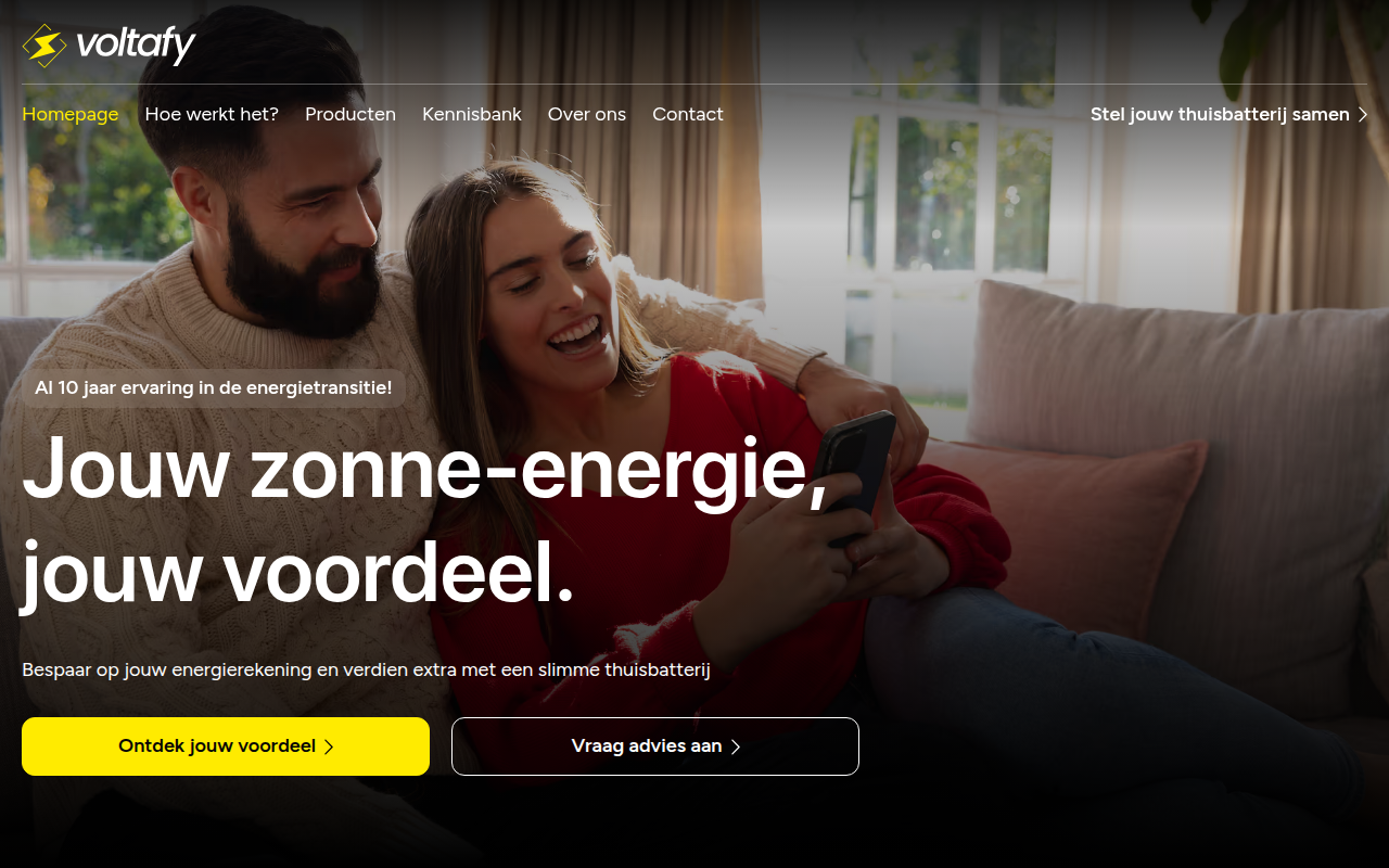 Screenshot van voltafy.nl