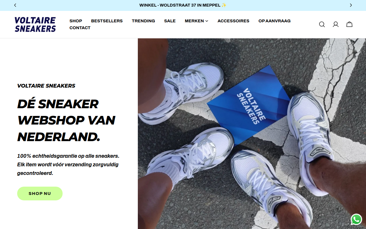 Screenshot van voltairesneakers.com