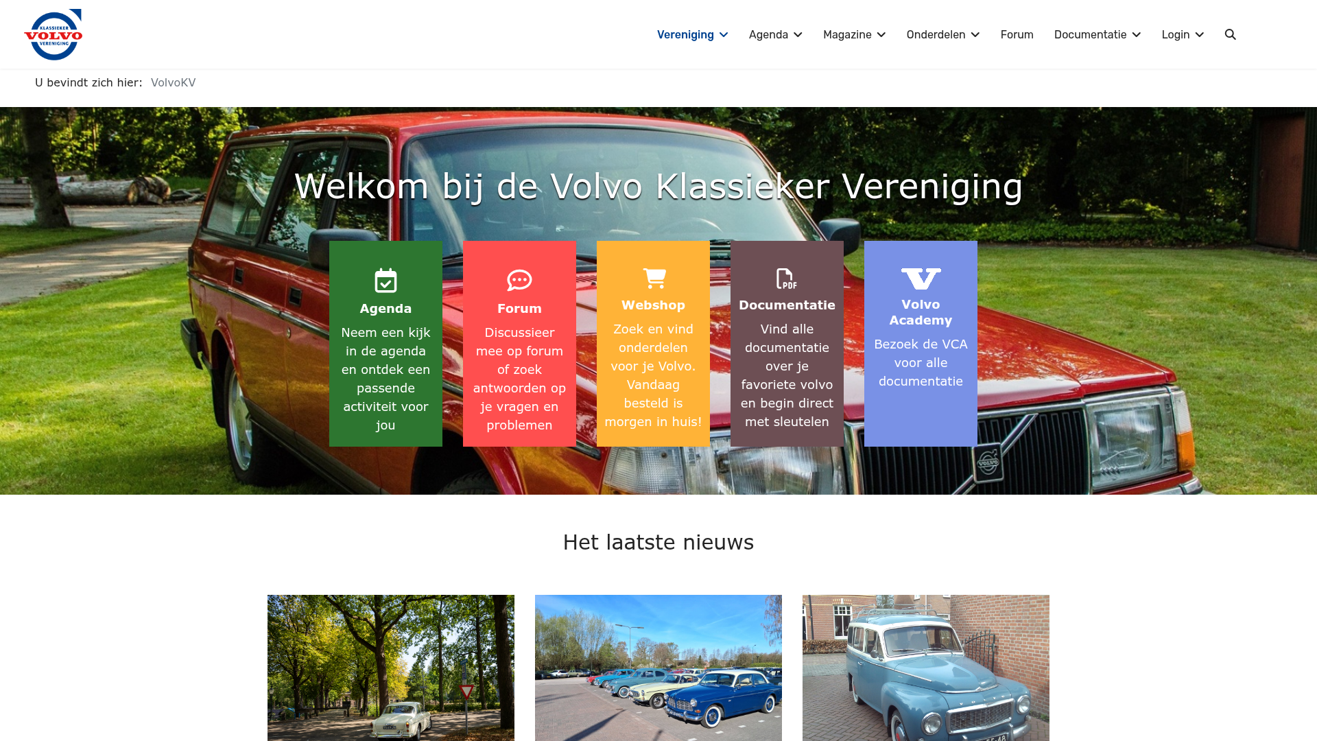 Screenshot van volvokv.nl