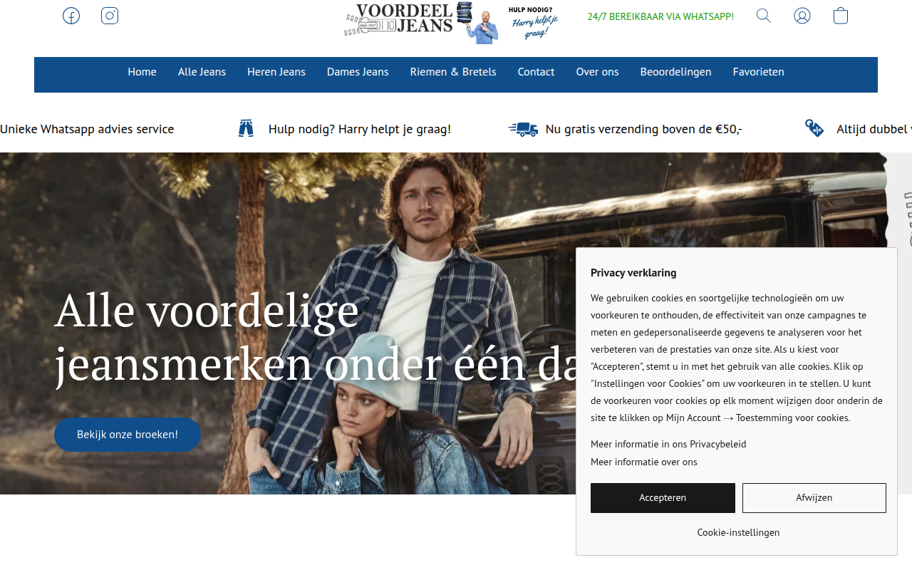 Screenshot van voordeeljeans.nl