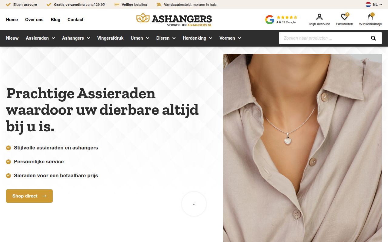 Screenshot van voordeligeashangers.nl