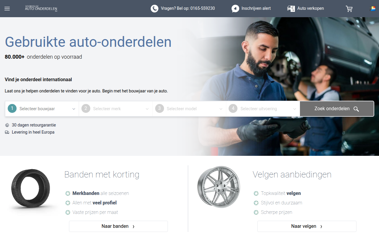 Screenshot van voordeligeautoonderdelen.be