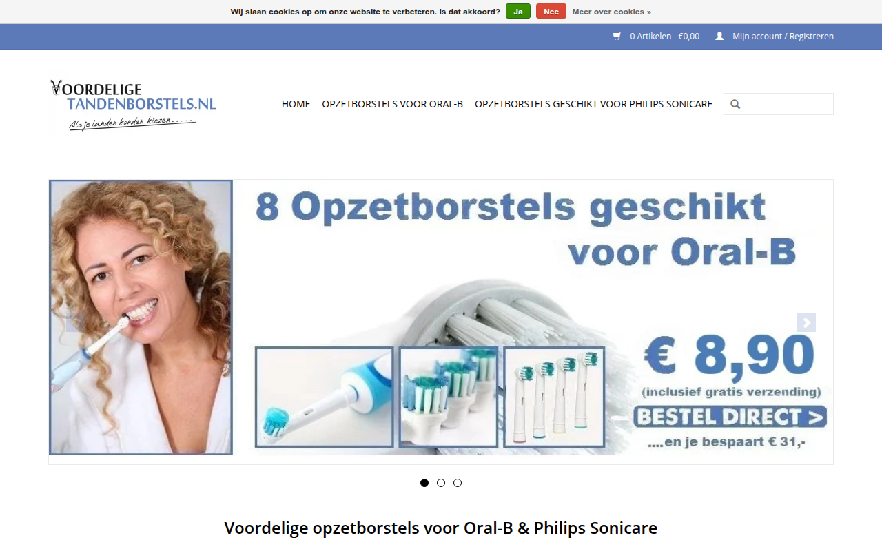 Screenshot van voordeligetandenborstels.nl