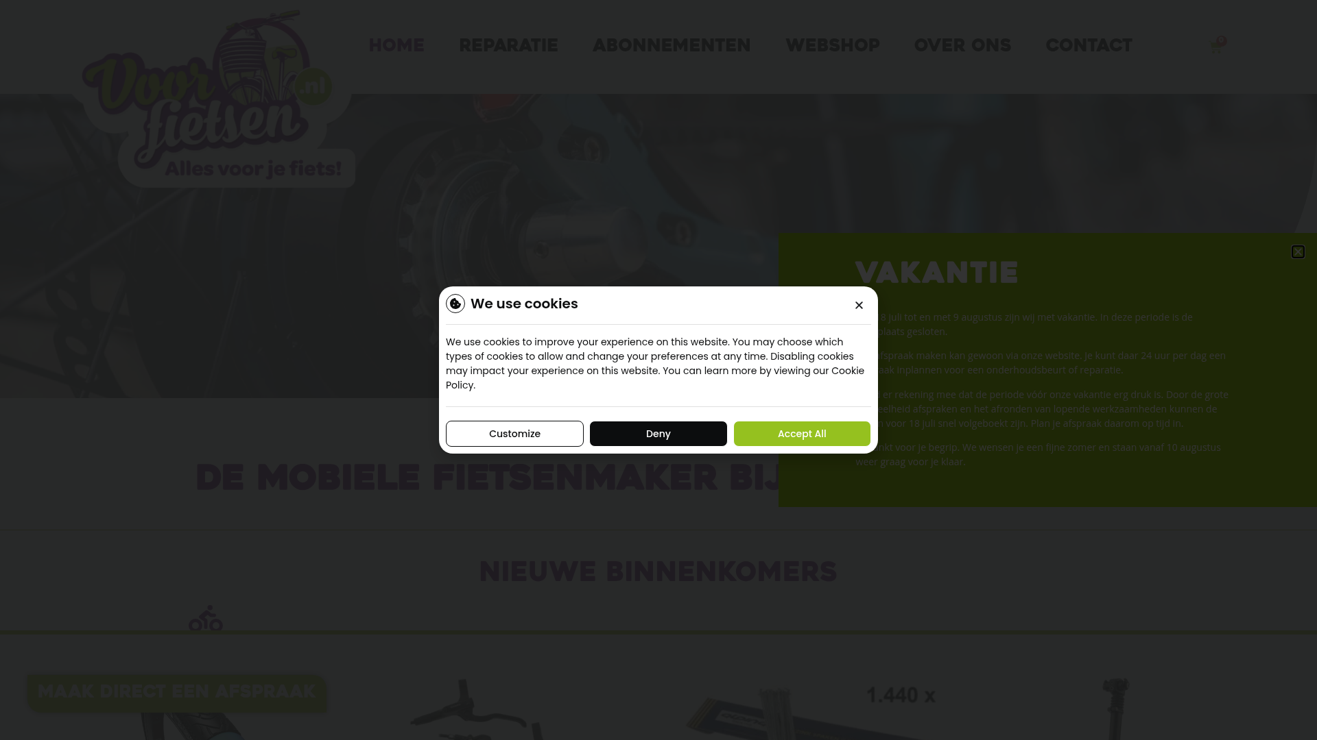 Screenshot van voorfietsen.nl