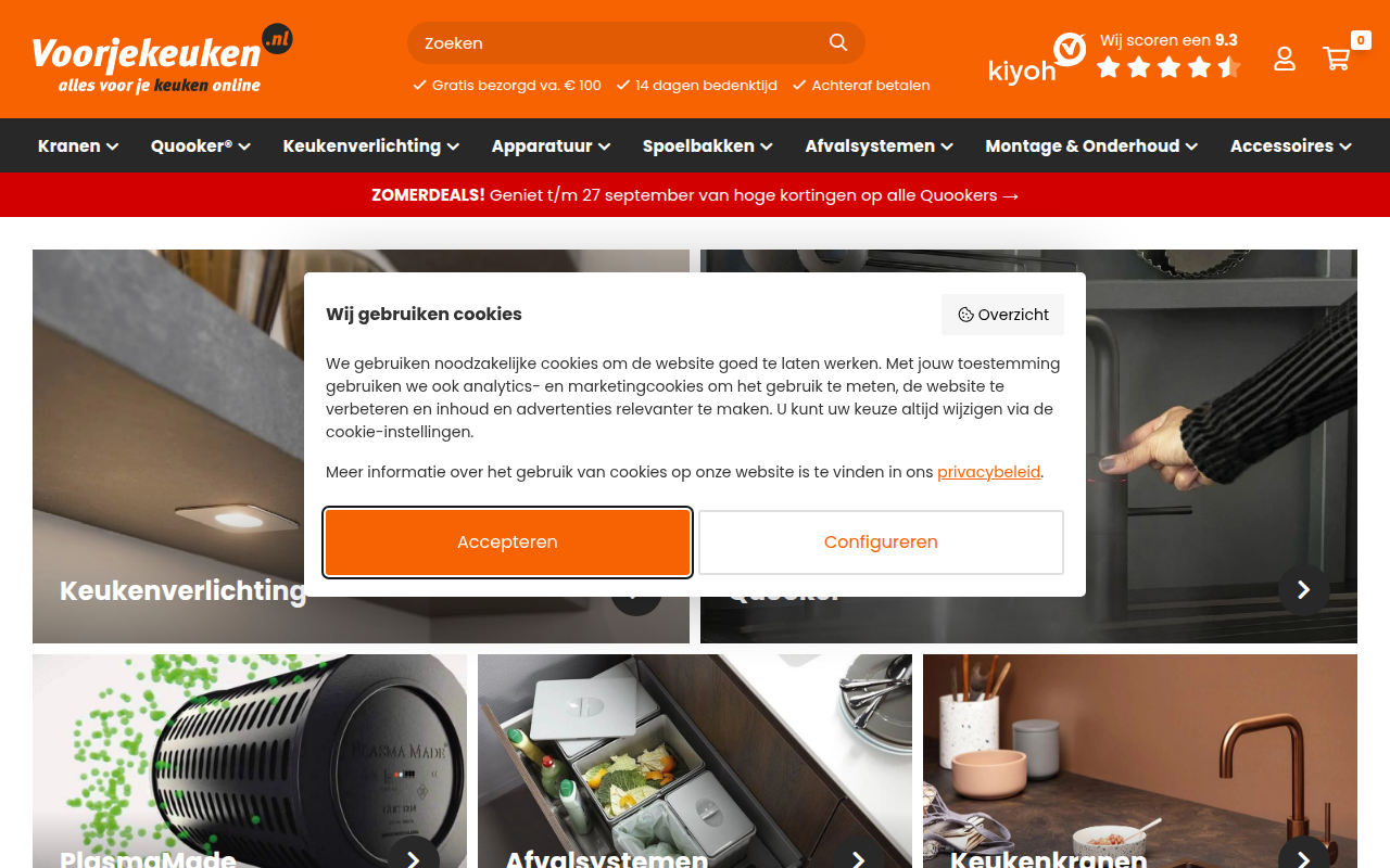 Screenshot van voorjekeuken.nl