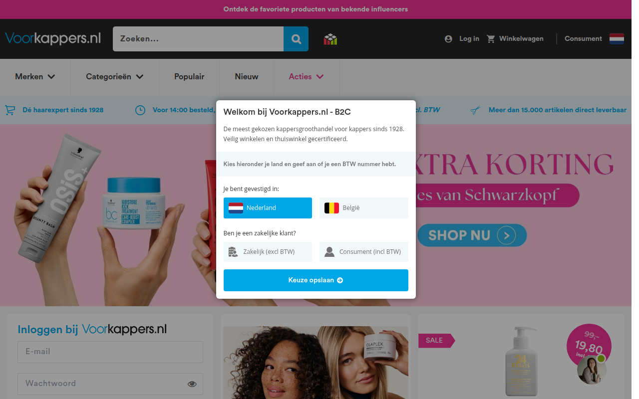 Screenshot van voorkappers.nl
