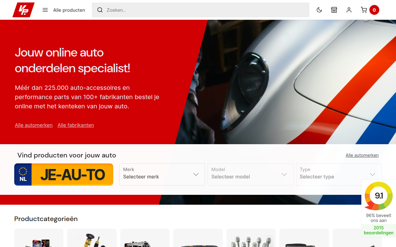 Screenshot van voorwindenparts.nl