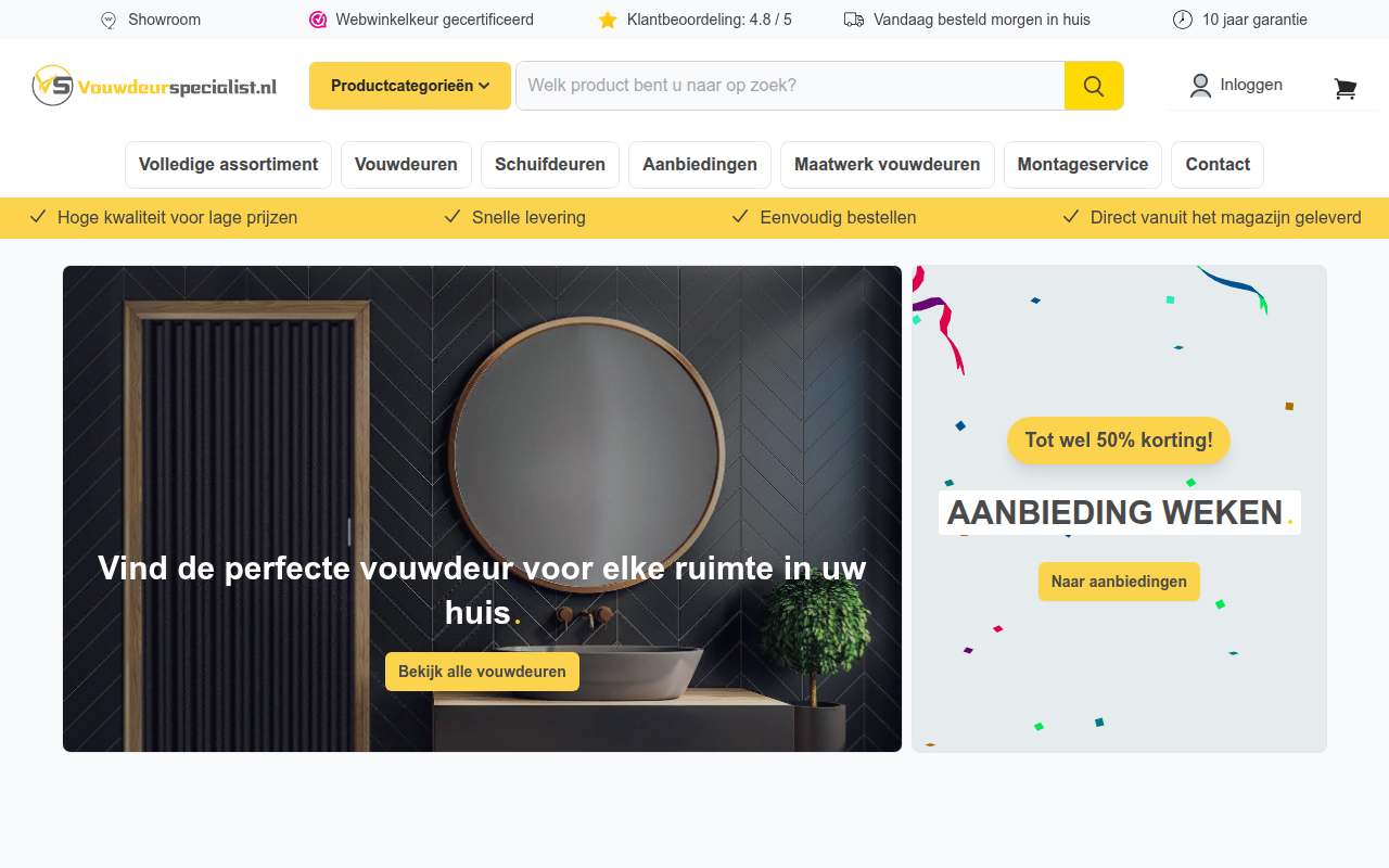 Screenshot van vouwdeurspecialist.nl