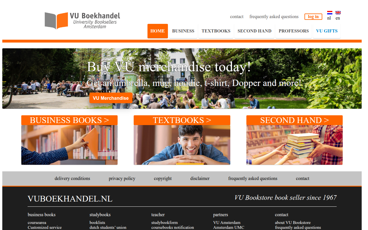 Screenshot van vuboekhandel.nl