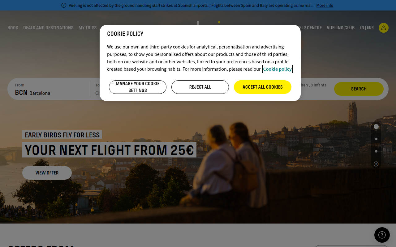 Screenshot van vueling.com