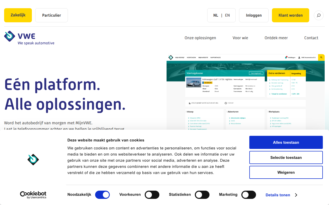 Screenshot van vwe.nl