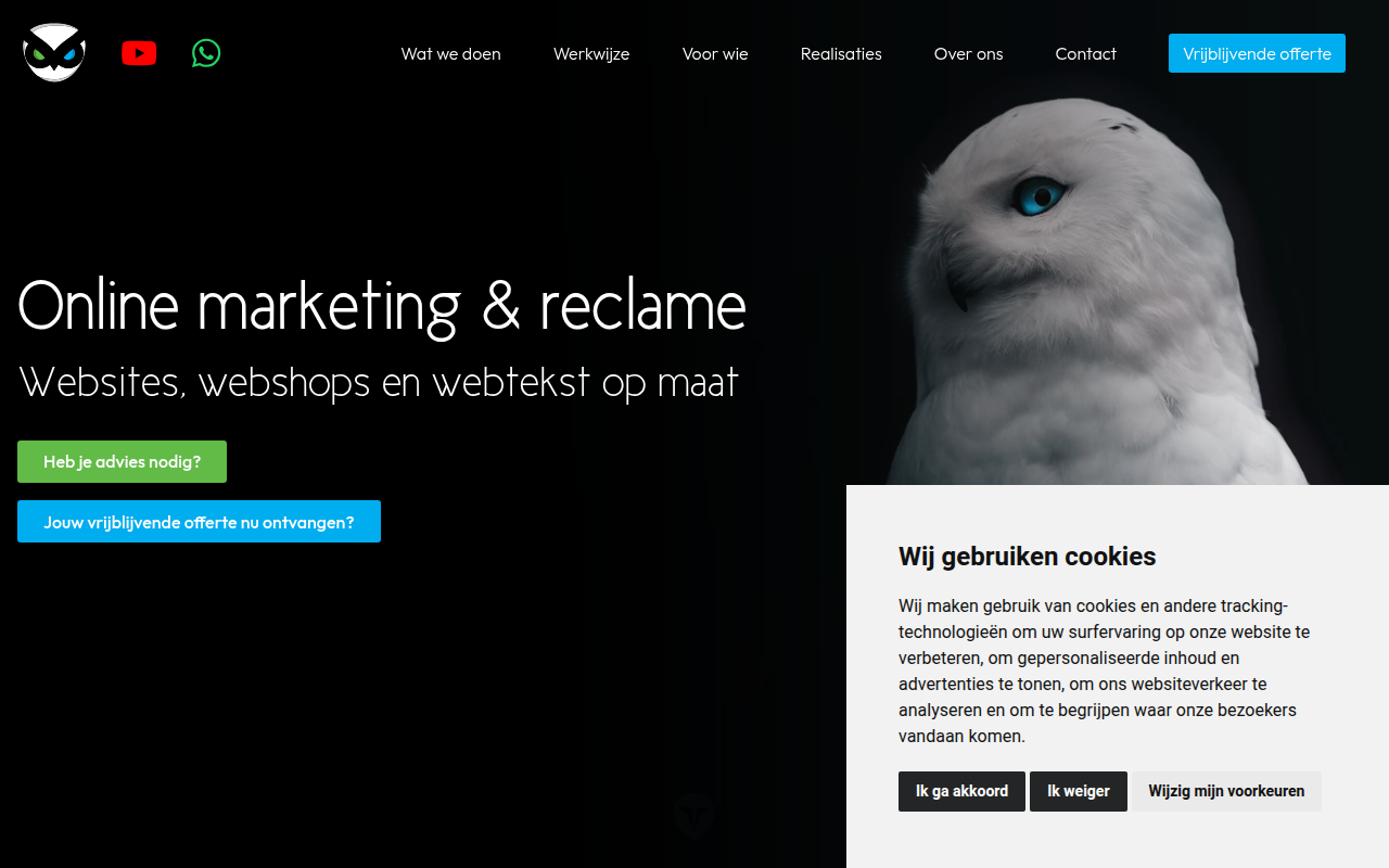 Screenshot van vweb.be