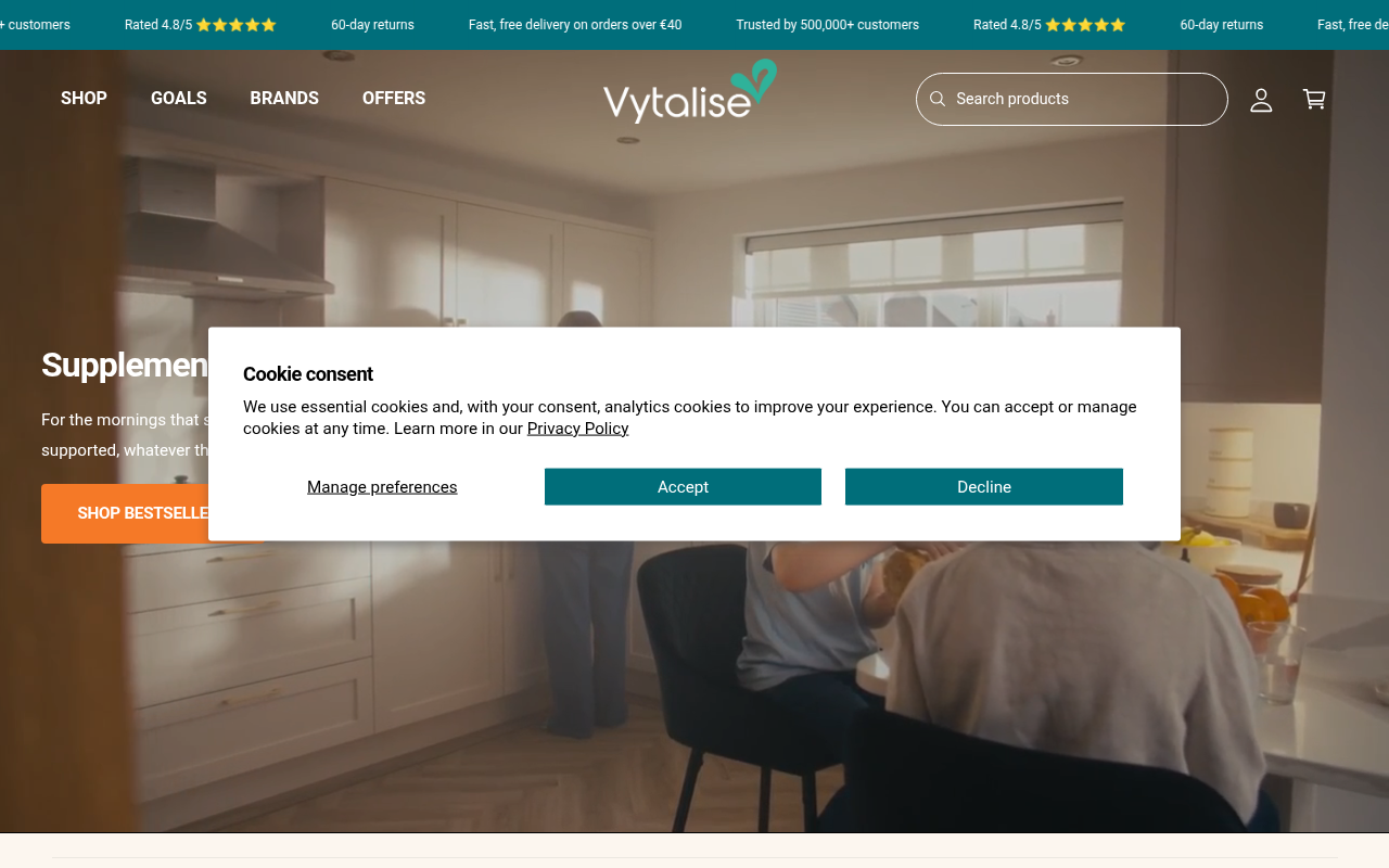 Screenshot van vytalise.eu