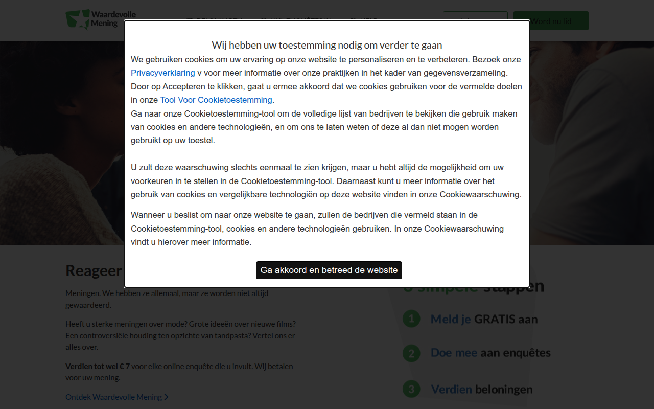 Screenshot van www.waardevollemening.nl