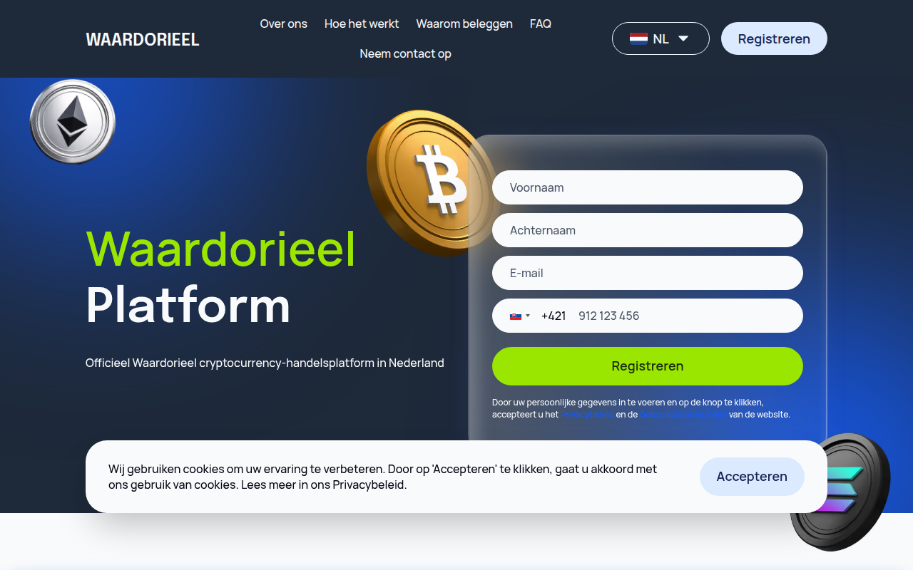 Screenshot van waardorieel.com