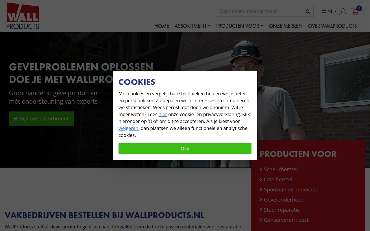 Screenshot van wallproducts.nl