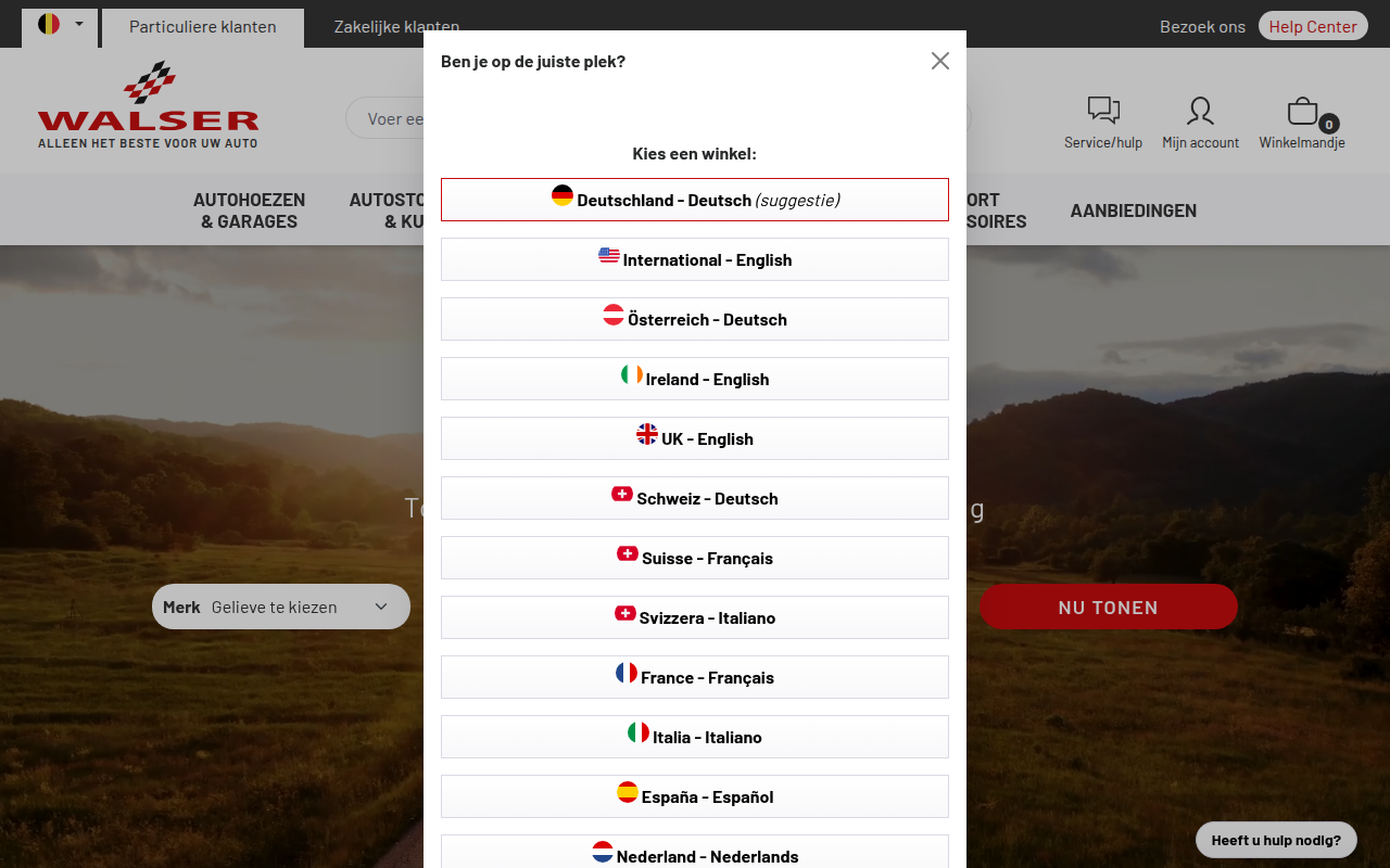 Screenshot van walser-shop.be