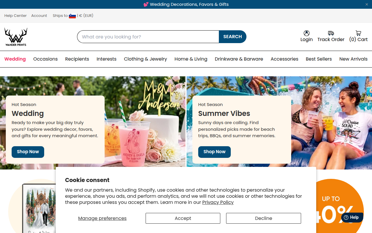 Screenshot van wanderprints.nl