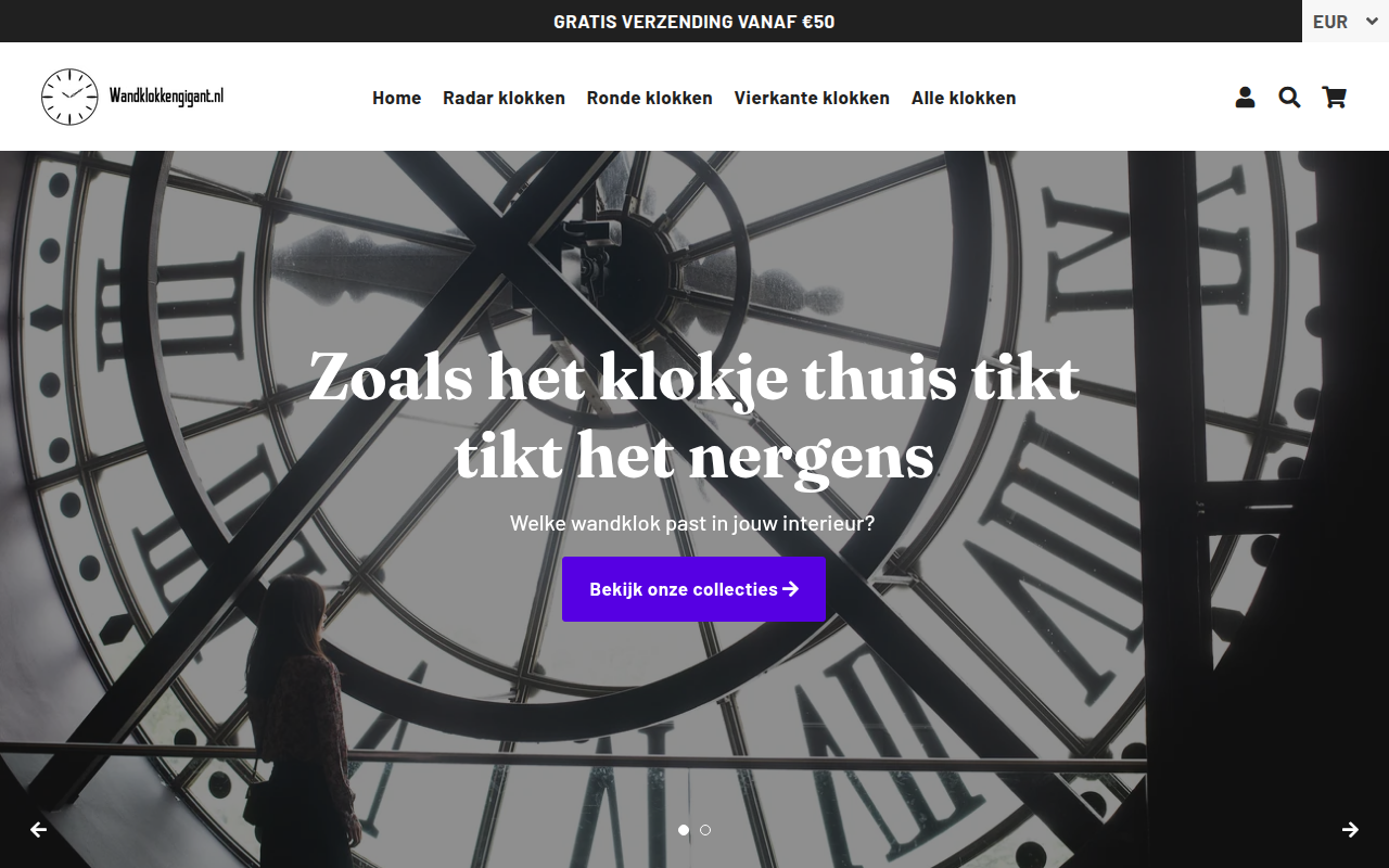 Screenshot van wandklokkengigant.nl