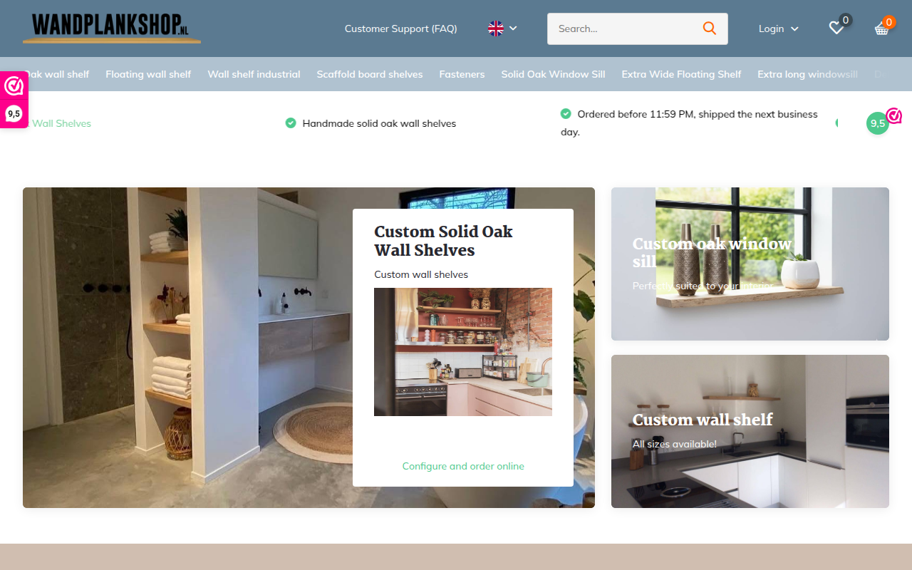 Screenshot van wandplankshop.nl