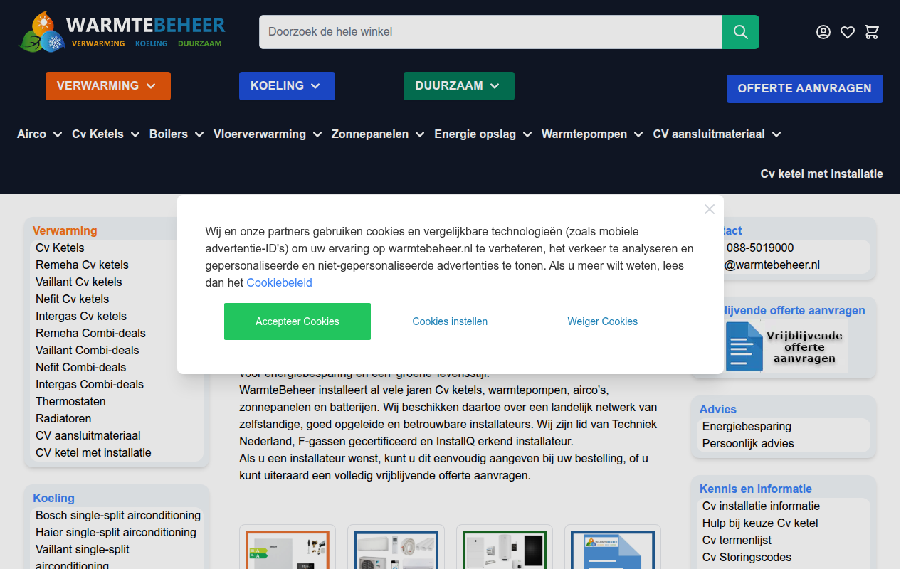 Screenshot van warmtebeheer.nl