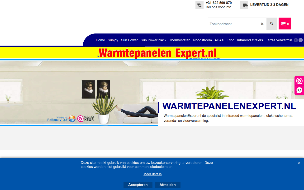 Screenshot van warmtepanelenexpert.nl