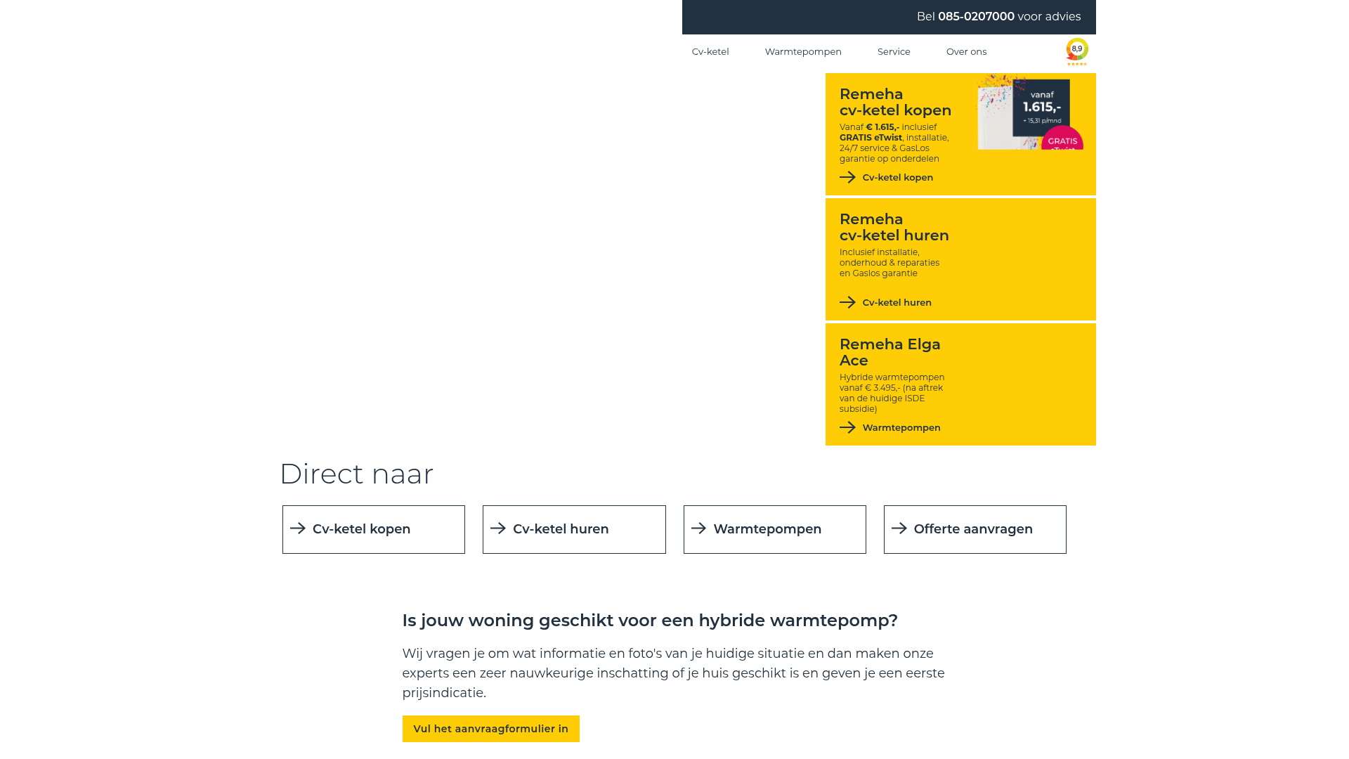 Screenshot van warmtethuis.nl