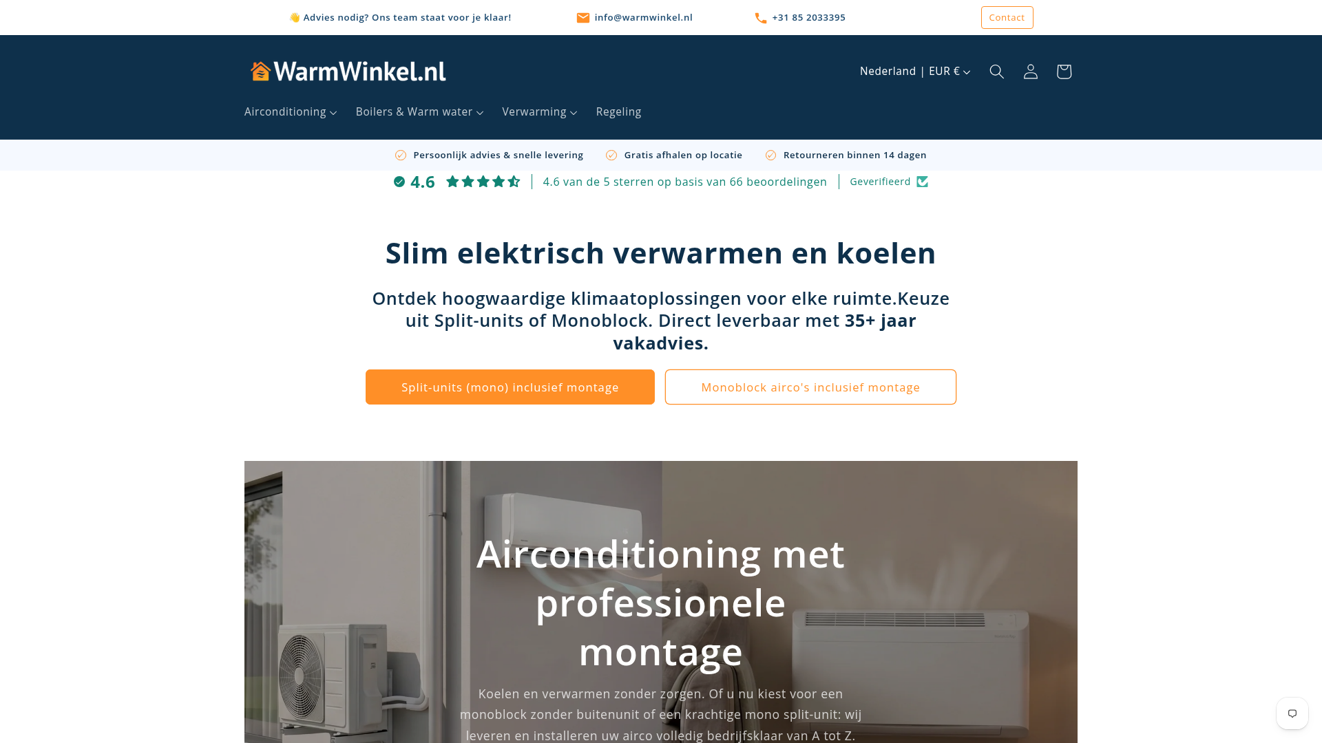 Screenshot van warmwinkel.nl