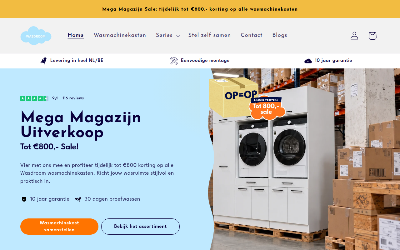 Screenshot van wasdroom.com