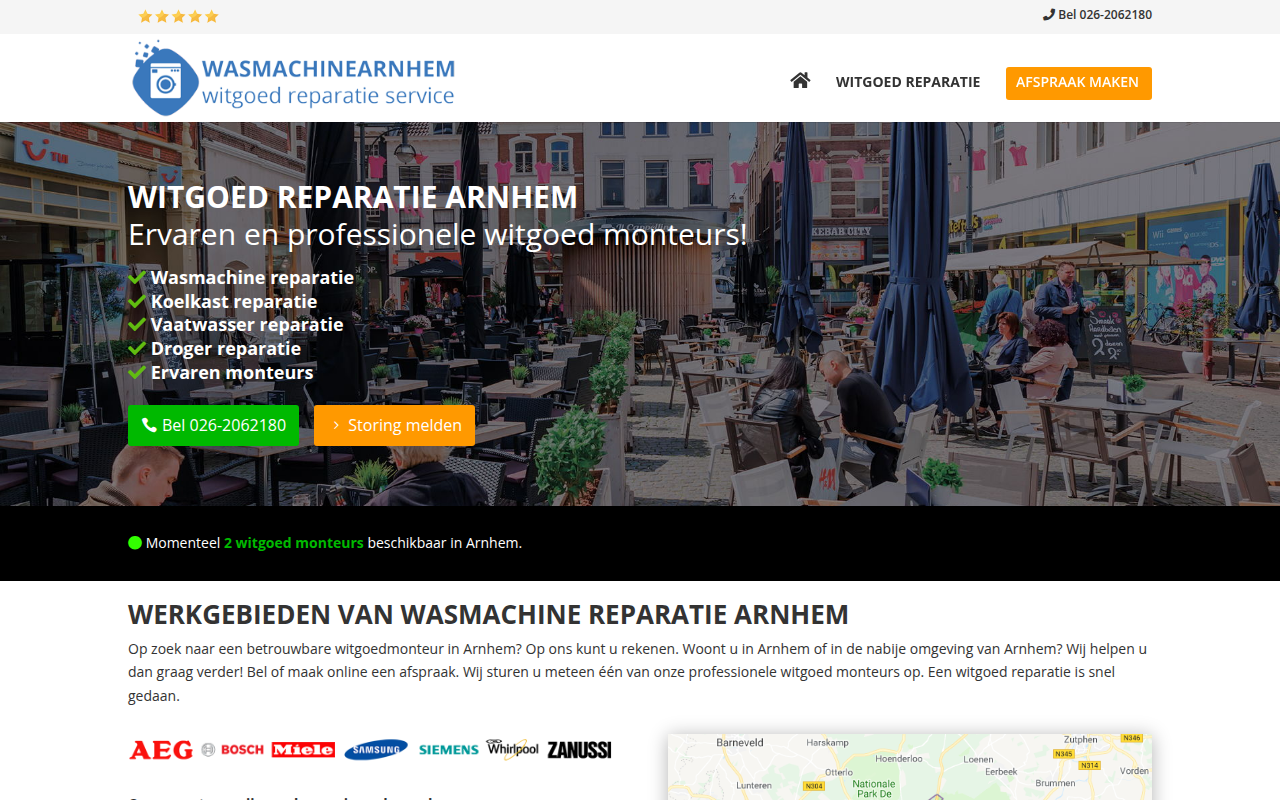 Screenshot van wasmachinearnhem.nl